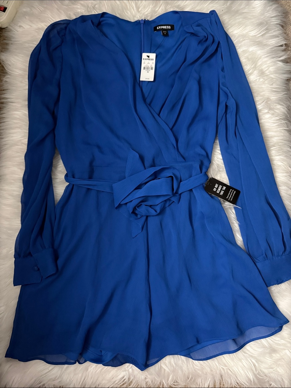Express Women's Royal Blue Wrap Romper